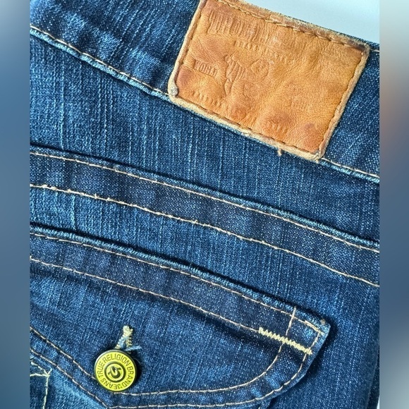 True Religion Y2K Joey Twist Seam Yellow Button Jeans *Excellent Size 27/4 - Picture 15 of 16